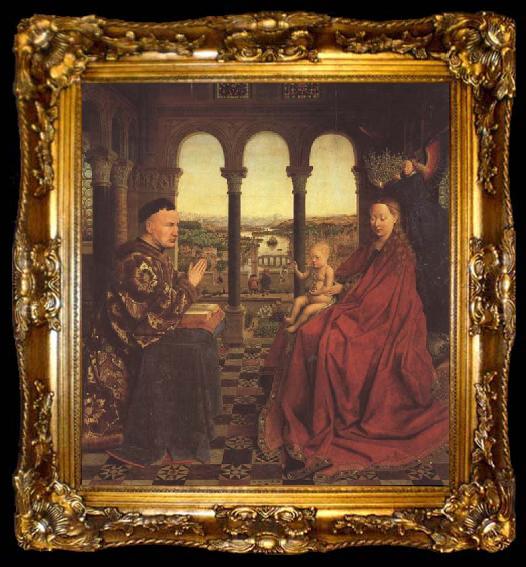 framed  Jan Van Eyck The Virgin of Chancellor Rolin (mk45), ta009-2